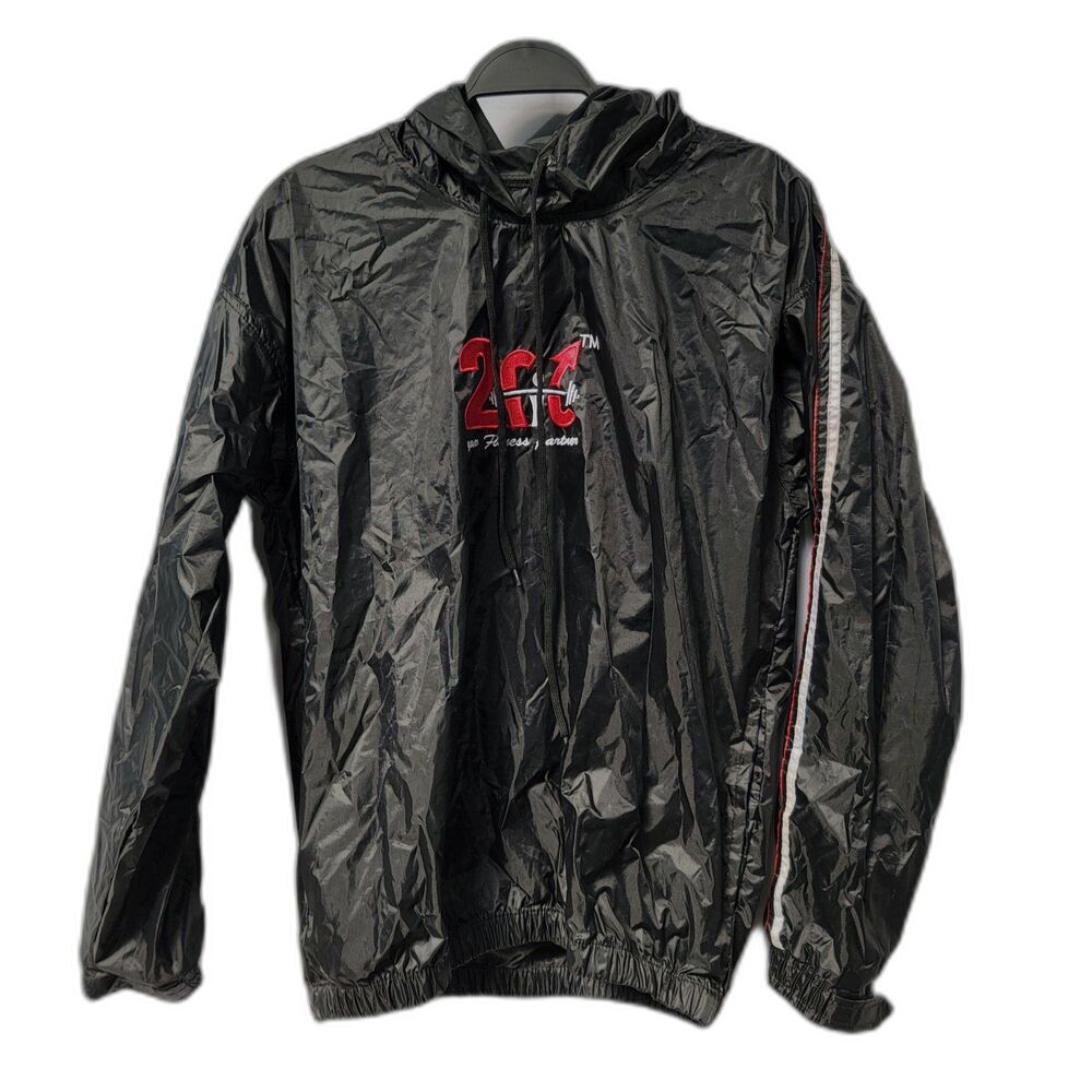 Vintage Retro 2Fit Sweat Top Fitness Black Weight Loss Full Zip Jacket Hoodie L